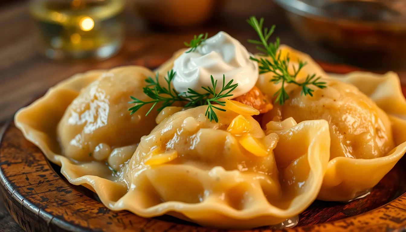 Traditional Ukrainian dumpling (varenyky) recipes with potato and sauerkraut filling